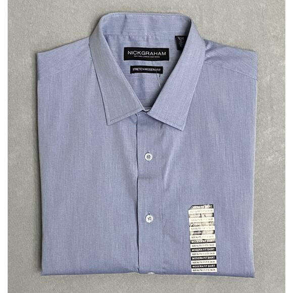 Nick Graham Other - Nick Graham Men's 17-17.5 34/35 Modern Fit Dress Shirt Light Blue NEW